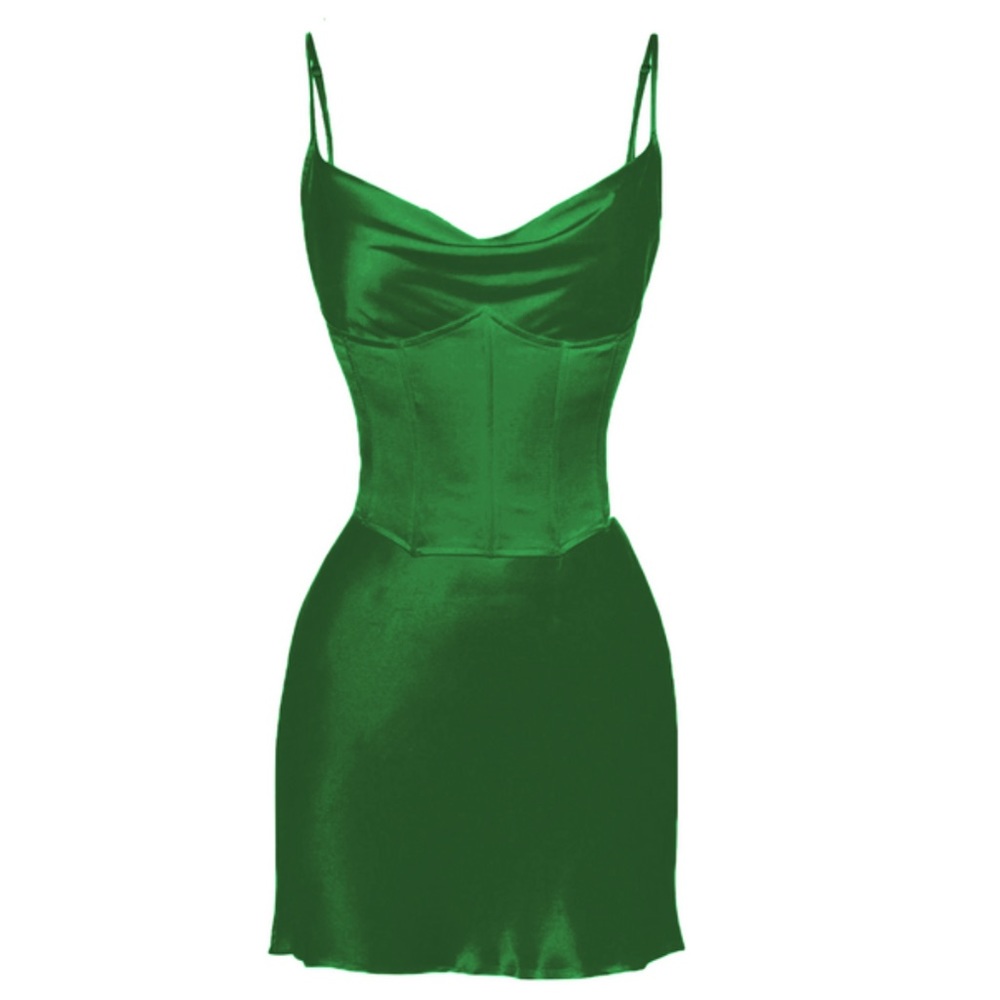 Emerald green mini dress with corset